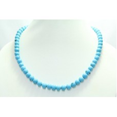 Single Line Natural blue black line turquoise 8 mm Beads Stones NECKLACE 19.2'